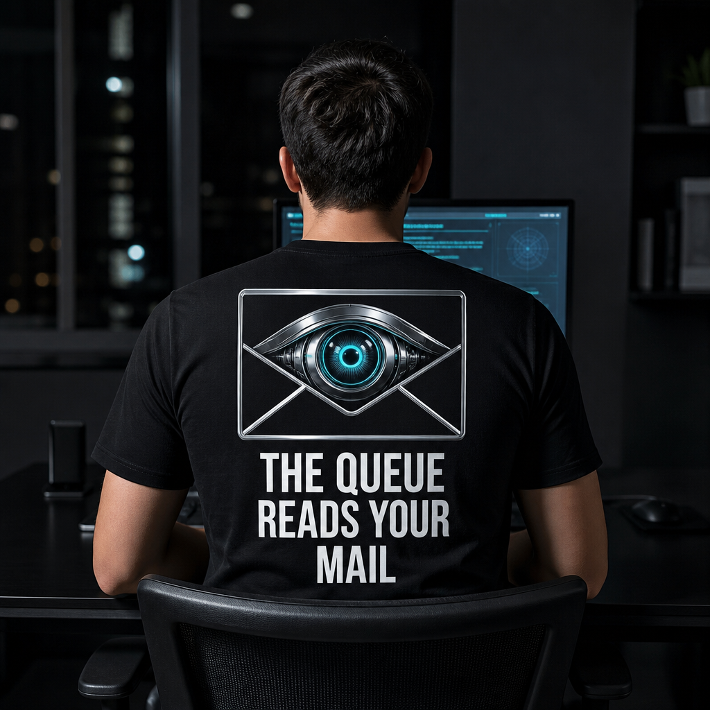 The Queue Reads Your Mail t-shirt
